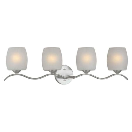 Forte Four Light Brushed Nickel White Linen Glass Vanity 5251-04-55